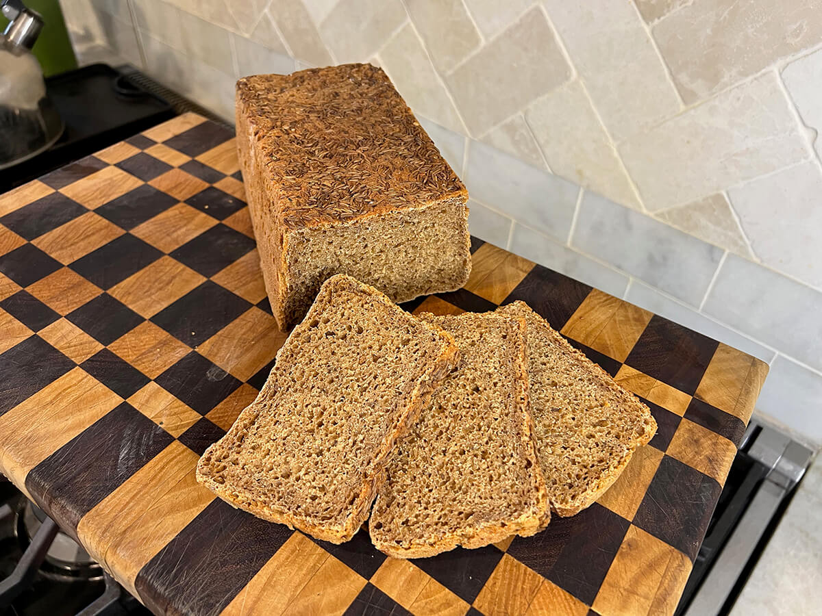 Dark Rye Sourdough Tin Loaf