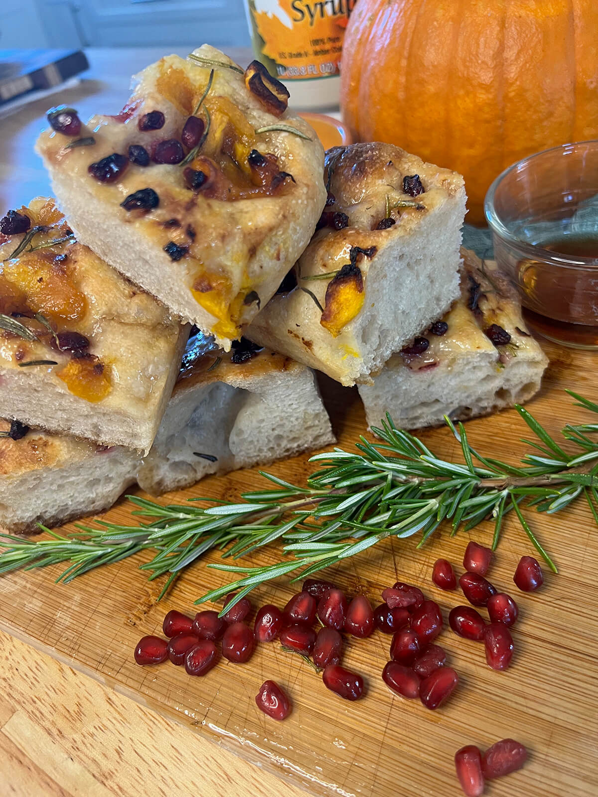 Pumpkin, Pomegranate Rosemary Focaccia